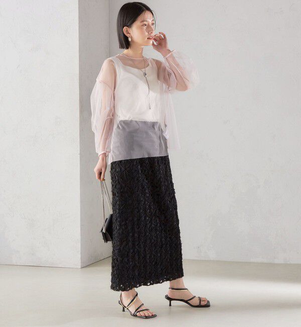 SHIPS for women「〈手洗い可能〉ソフト チュール 袖 ボリューム 2WAY ブラウス◇」|シャツ・ブラウス|