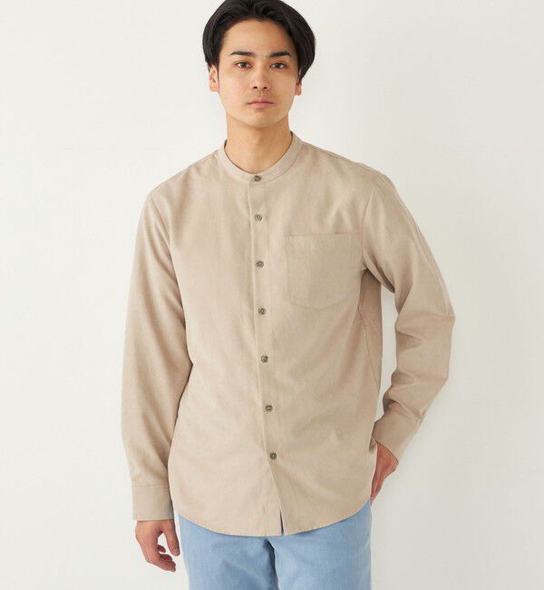 SHIPS Colors 「SHIPS Colors:〈洗濯機可能〉フェイクスエード(ポリエステル) バンドカラー シャツ」|シャツ・ブラウス|ベージュ