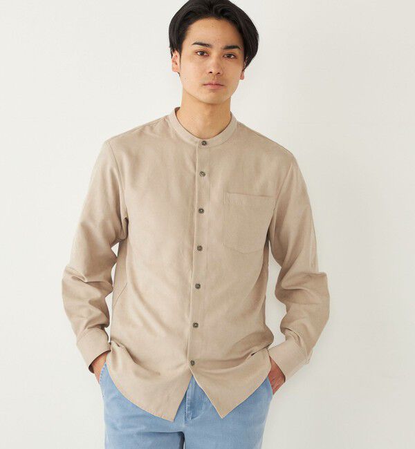 SHIPS Colors 「SHIPS Colors:〈洗濯機可能〉フェイクスエード(ポリエステル) バンドカラー シャツ」|シャツ・ブラウス|