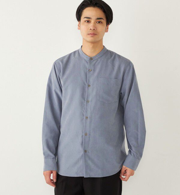 SHIPS Colors 「SHIPS Colors:〈洗濯機可能〉フェイクスエード(ポリエステル) バンドカラー シャツ」|シャツ・ブラウス|