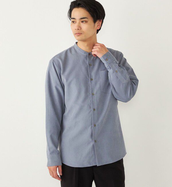 SHIPS Colors 「SHIPS Colors:〈洗濯機可能〉フェイクスエード(ポリエステル) バンドカラー シャツ」|シャツ・ブラウス|