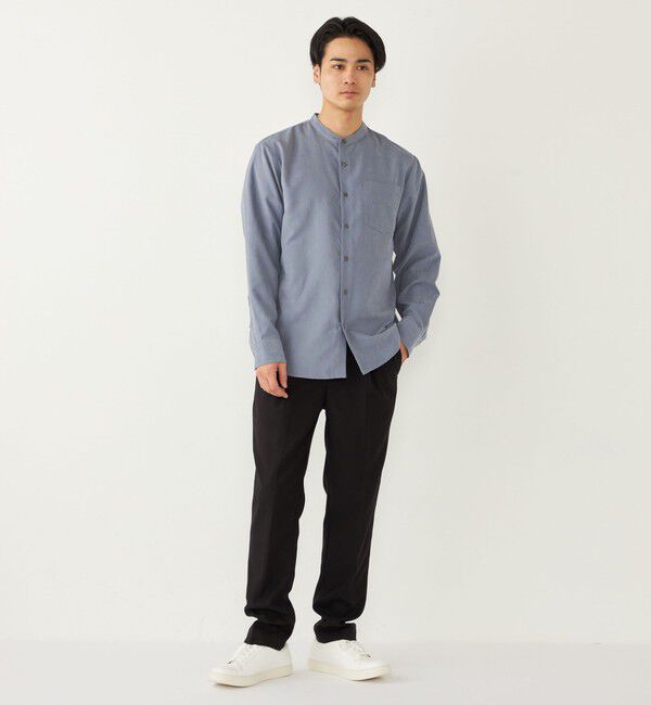 SHIPS Colors 「SHIPS Colors:〈洗濯機可能〉フェイクスエード(ポリエステル) バンドカラー シャツ」|シャツ・ブラウス|