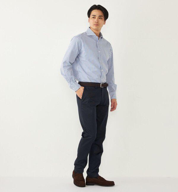 SHIPS Colors 「SHIPS Colors:ストライプ ワイドカラー ロングスリーブ シャツ」|シャツ・ブラウス|