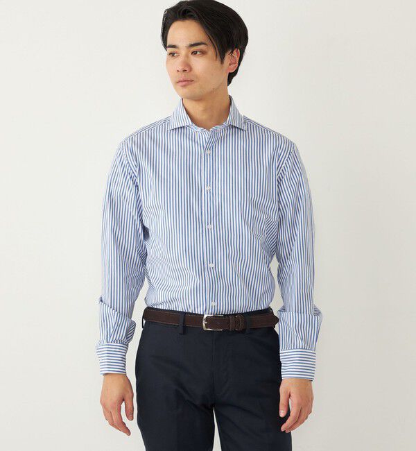 SHIPS Colors 「SHIPS Colors:ストライプ ワイドカラー ロングスリーブ シャツ」|シャツ・ブラウス|