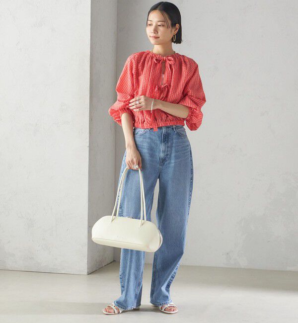 SHIPS for women「〈手洗い可能〉DEVEAUX サッカー チェック リボン ブラウス」|シャツ・ブラウス|