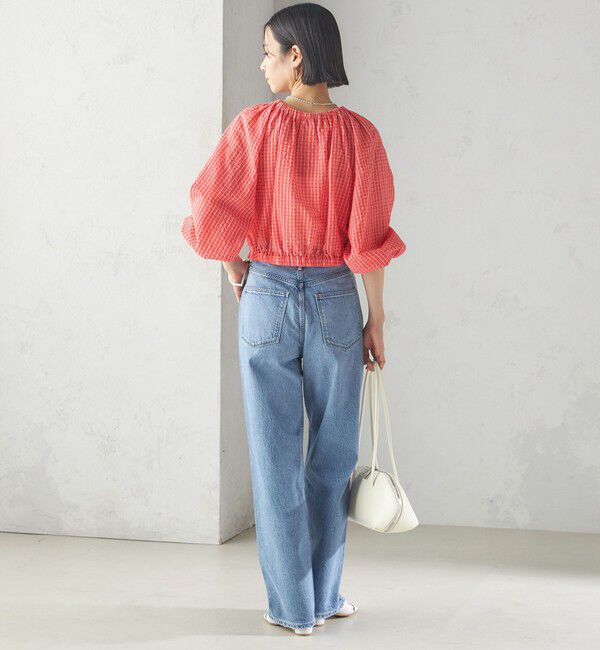 SHIPS for women「〈手洗い可能〉DEVEAUX サッカー チェック リボン ブラウス」|シャツ・ブラウス|