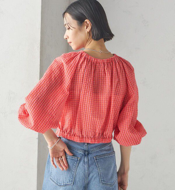 SHIPS for women「〈手洗い可能〉DEVEAUX サッカー チェック リボン ブラウス」|シャツ・ブラウス|