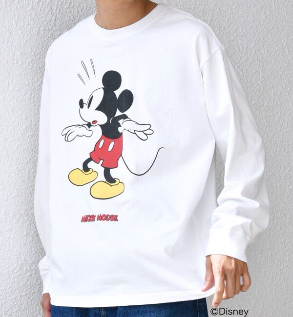 SHIPS any「SHIPS any: /ミッキーマウス/ サイン & ポージング Tシャツ (ロンT)◇」|Tシャツ・カットソー|