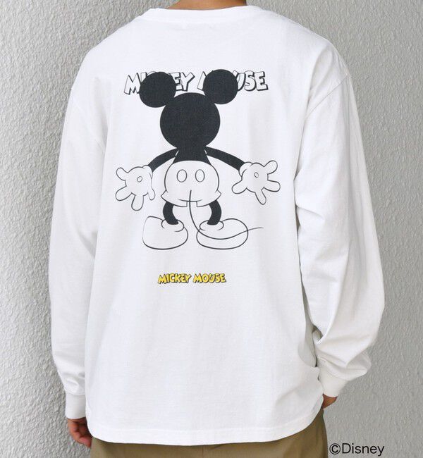 SHIPS any「SHIPS any: /ミッキーマウス/ サイン & ポージング Tシャツ (ロンT)◇」|Tシャツ・カットソー|ホワイト系