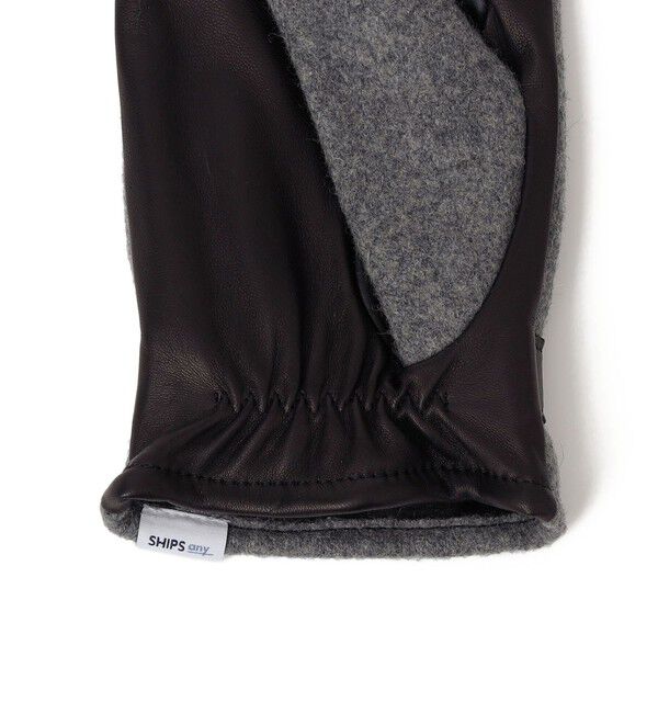 SHIPS any「SHIPS any:〈スマホ/タッチパネル対応〉ウール / レザー ベルト グローブ◇」|手袋|