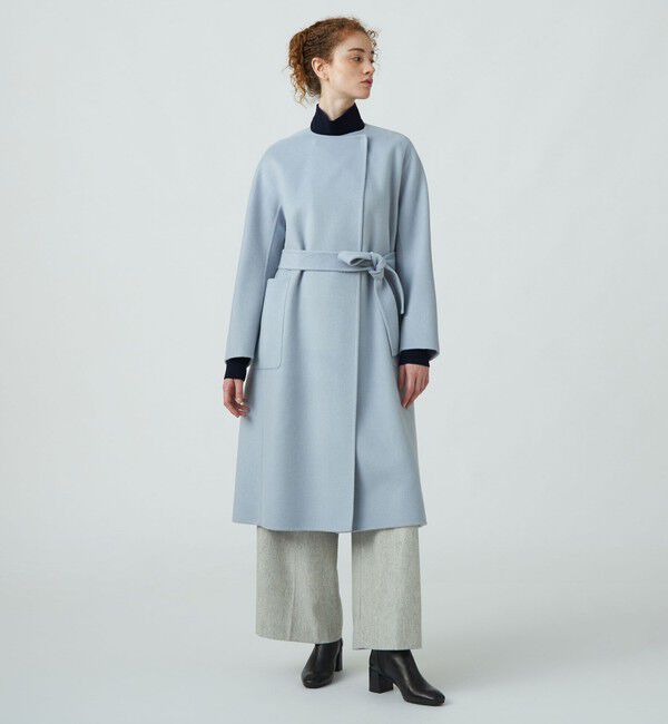 美品✨Ballsey プレミアムウールリバー ノーカラーコート　ブルー　36 プレミアムウールリバー ノーカラーコート（Ballsey）｜ルミネの