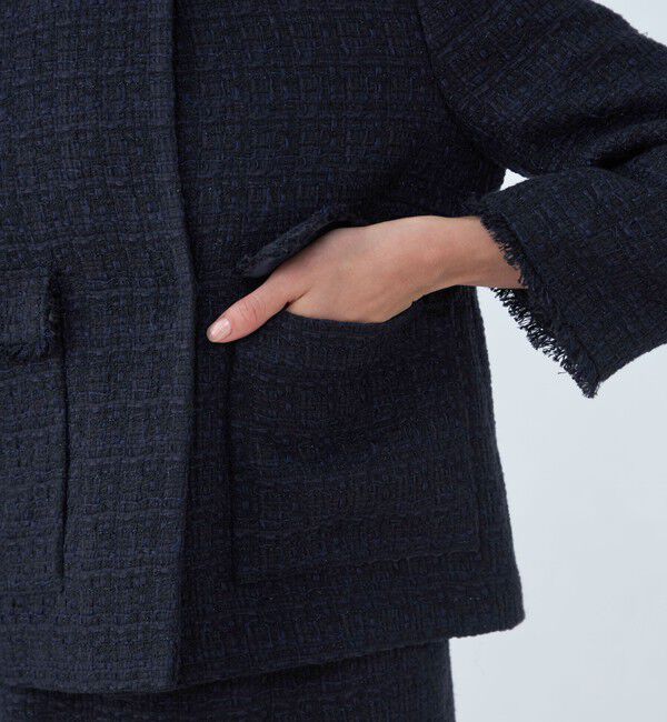 Ballsey「ラメミックスツイード セミダブルクルージャケット」|ノーカラージャケット|