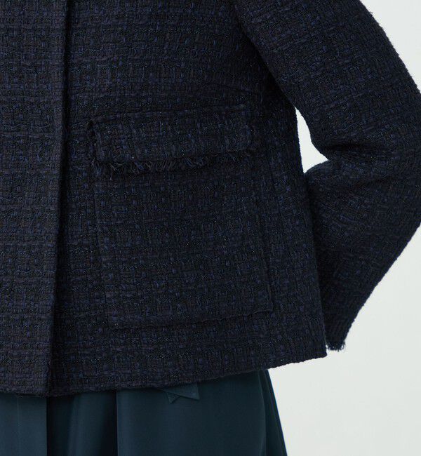 Ballsey「ラメミックスツイード セミダブルクルージャケット」|ノーカラージャケット|