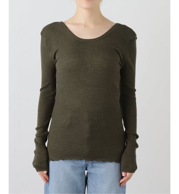 IENA LA BOUCLE「HAKUJI/ハクジ Wool rib L/S プルオーバー H232547」|Tシャツ・カットソー|