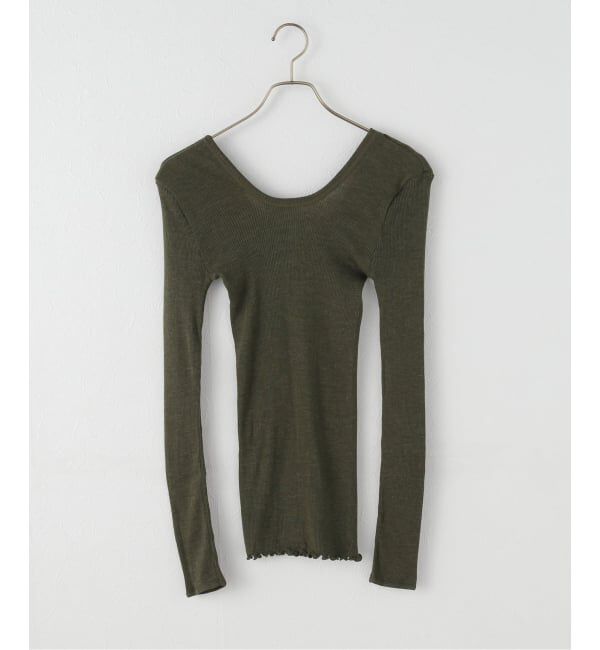 IENA LA BOUCLE「HAKUJI/ハクジ Wool rib L/S プルオーバー H232547」|Tシャツ・カットソー|カーキ