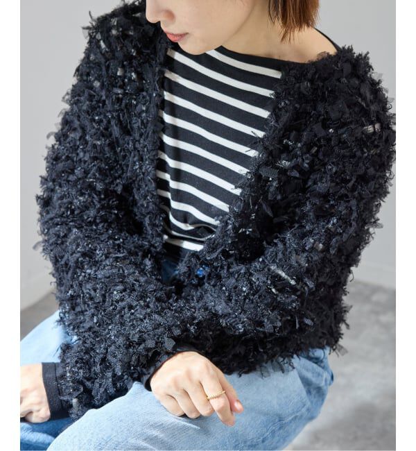 IENA「《予約》チュールテープ カーディガン」|カーディガン|