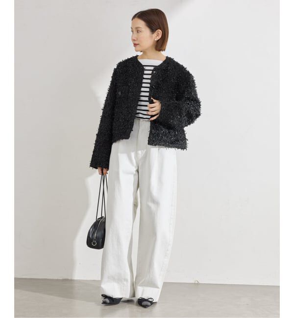IENA「《予約》ファンシーツイードジャケット」|ノーカラージャケット|