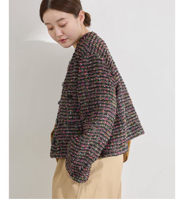 IENA「《予約》ファンシーツイードジャケット」|ノーカラージャケット|