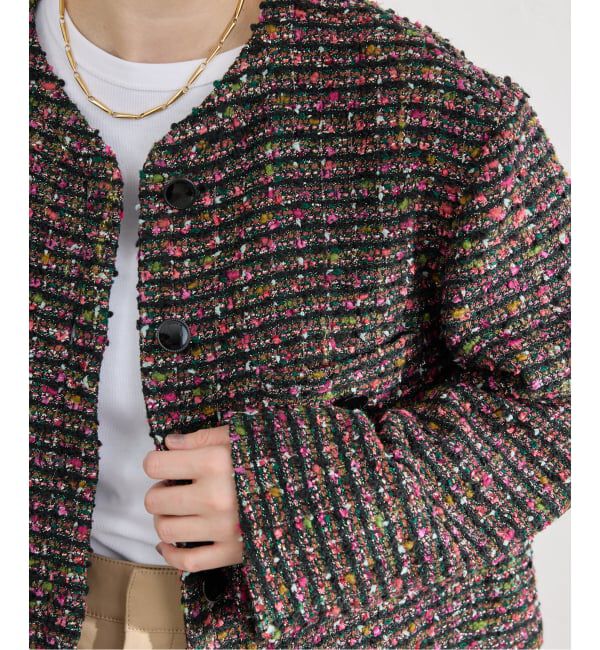 IENA「《予約》ファンシーツイードジャケット」|ノーカラージャケット|