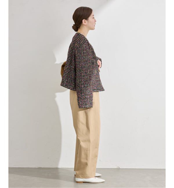 IENA「《予約》ファンシーツイードジャケット」|ノーカラージャケット|