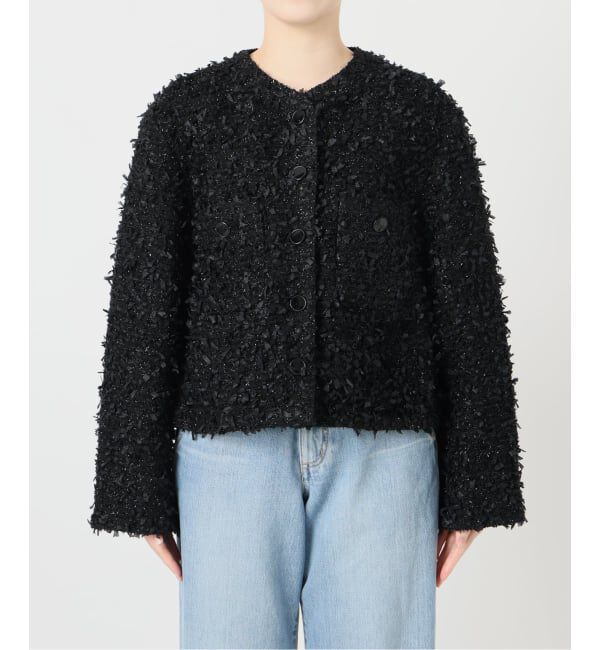 IENA「《予約》ファンシーツイードジャケット」|ノーカラージャケット|