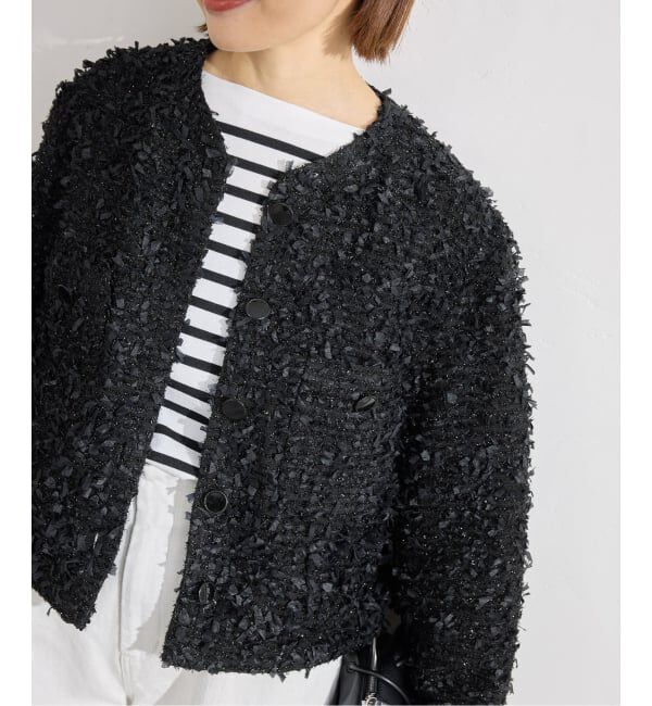 IENA「《予約》ファンシーツイードジャケット」|ノーカラージャケット|
