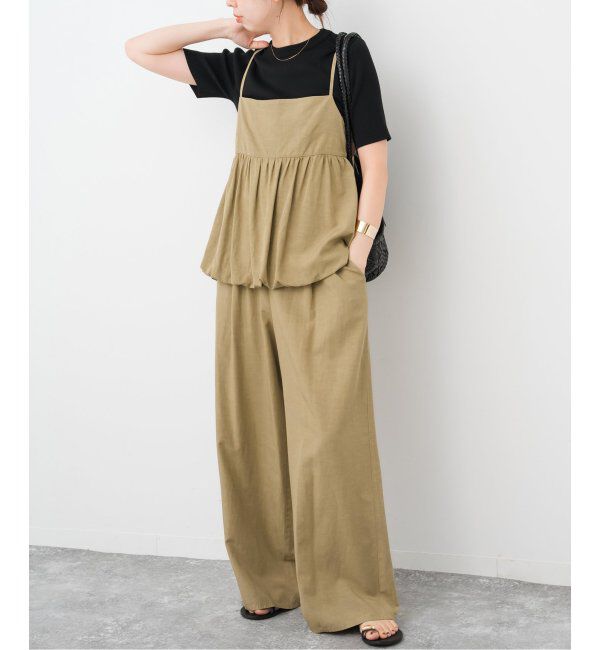 Spick and Span「ギャザーキャミソールセットパンツ」|スラックス|ベージュ