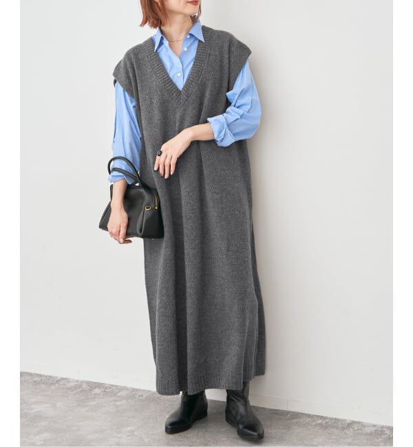 Spick and Span「ニットベストワンピース」|ワンピース|グレー