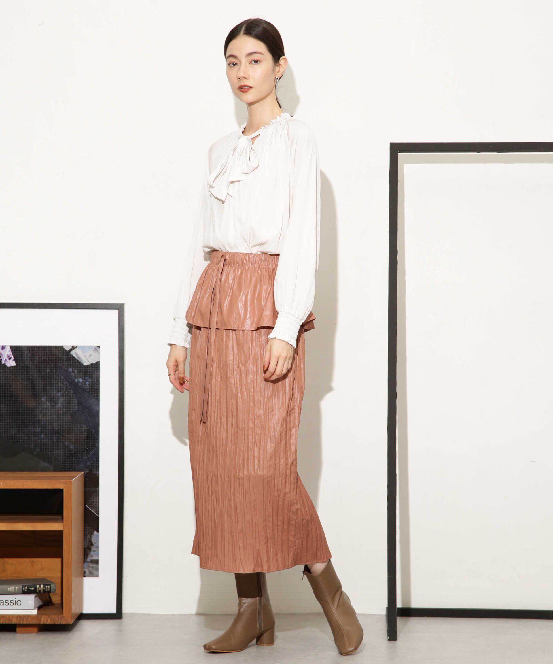 nano･universe「チンツサテンティアードプリーツスカート（セットアップ可）」|スカート|