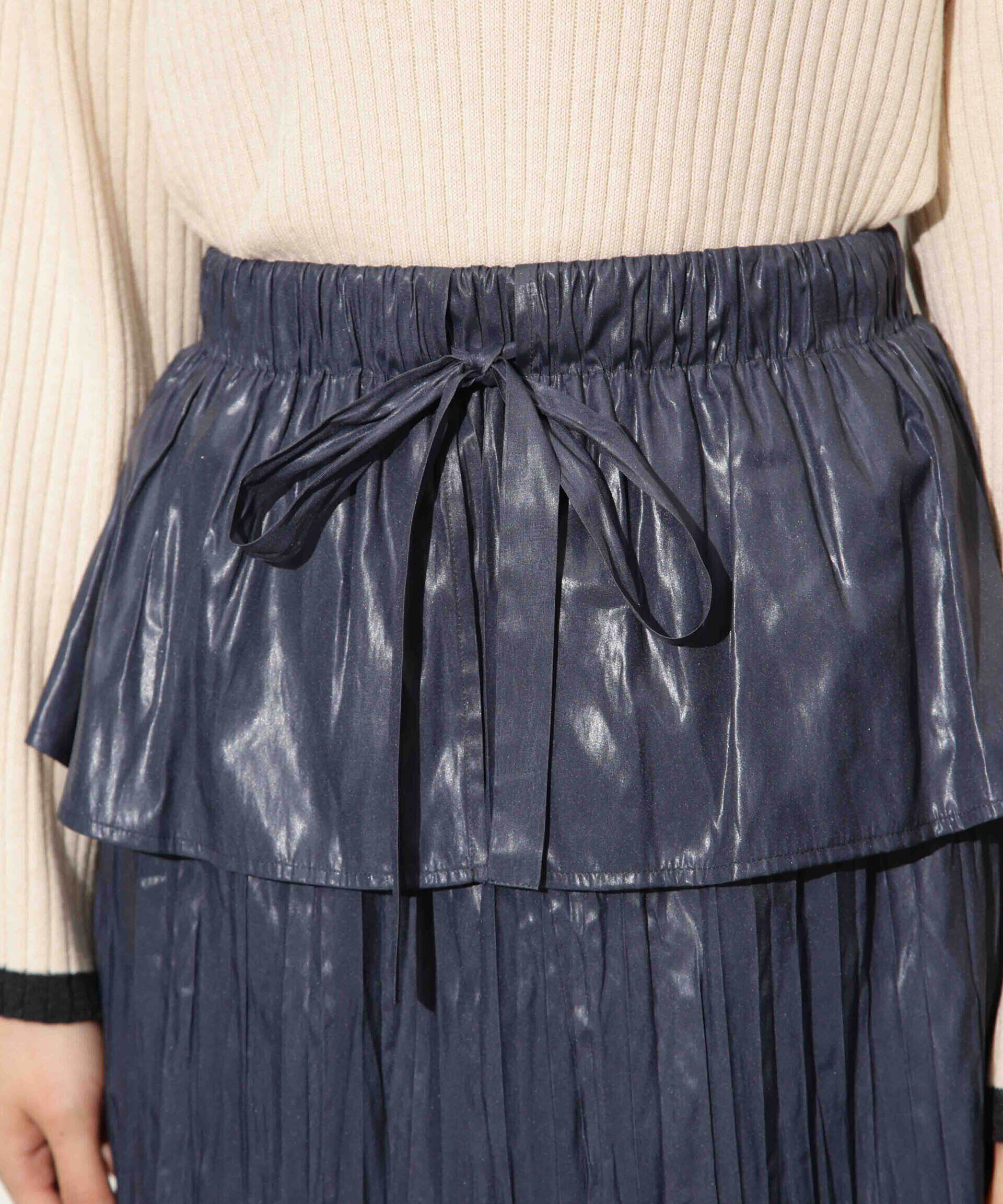 nano･universe「チンツサテンティアードプリーツスカート（セットアップ可）」|スカート|