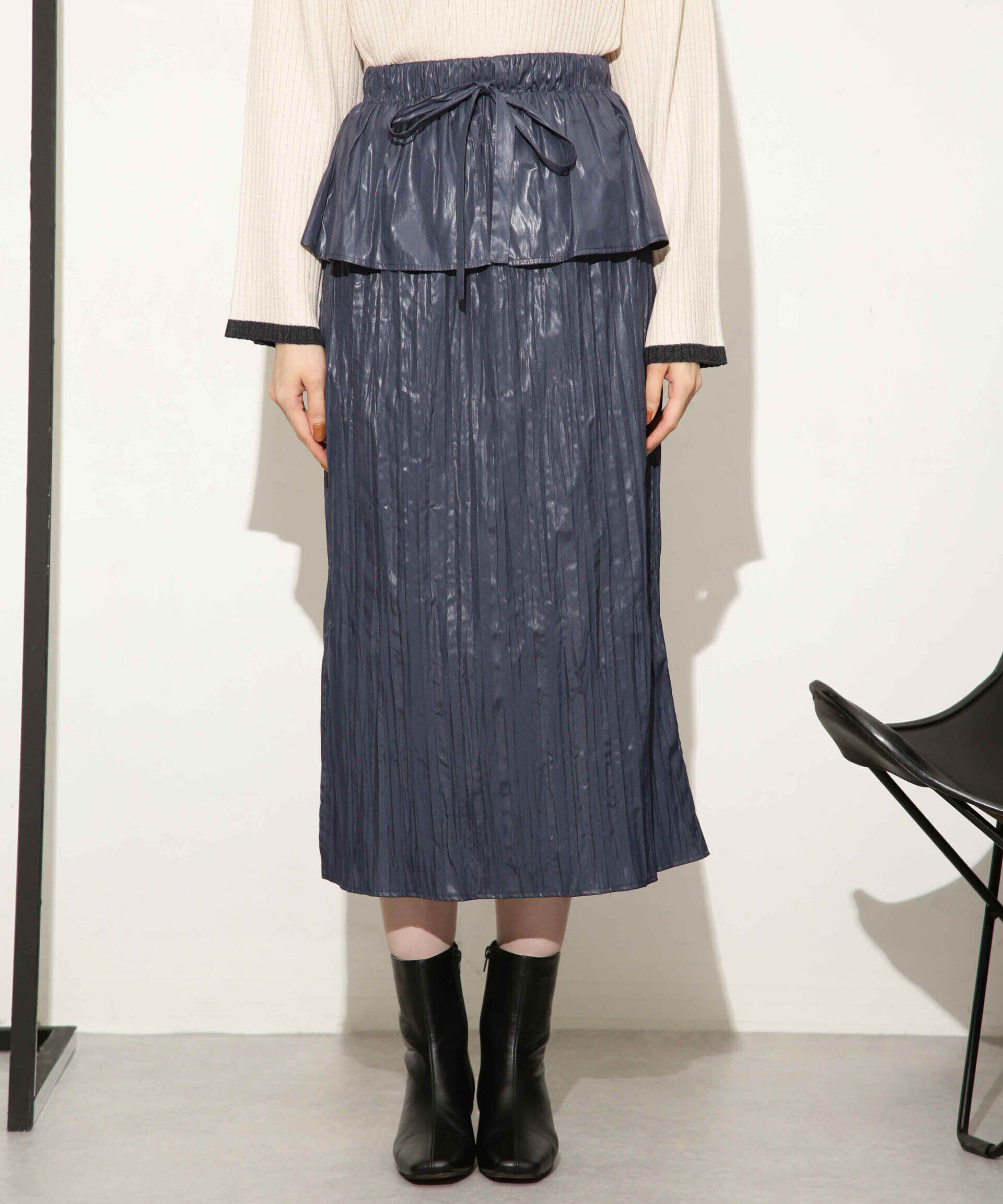 nano･universe「チンツサテンティアードプリーツスカート（セットアップ可）」|スカート|