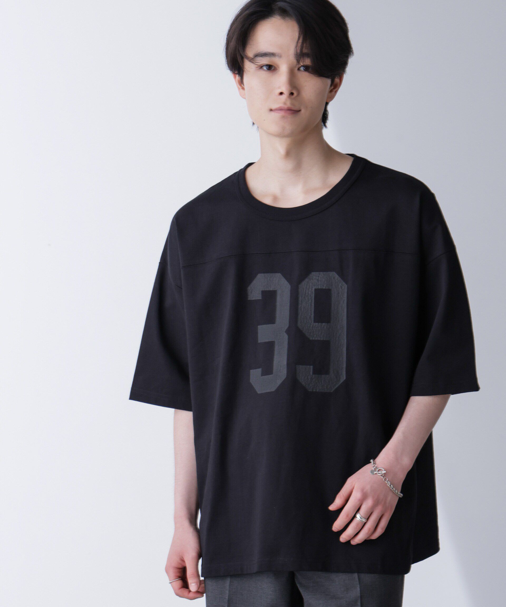 nano･universe「シャドープリントフットボールTシャツ 半袖」|Tシャツ・カットソー|