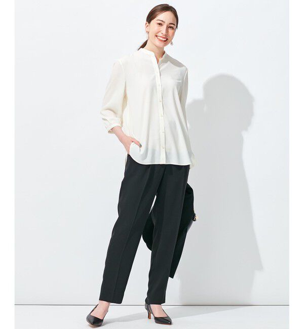 自由区「【2WAY/洗える】ブラウジングバンドカラーブラウス」|シャツ・ブラウス|