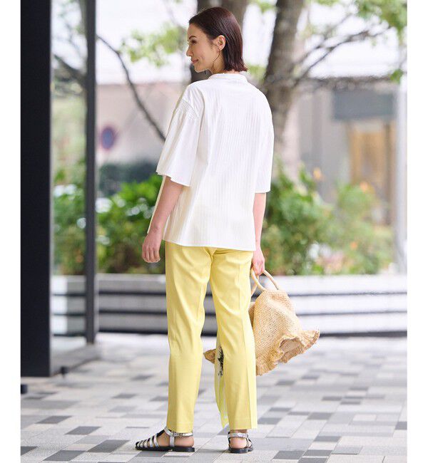 自由区「【XSサイズ～/洗える】ストレッチシャーティング 5分袖 フレアスリーブブラウス」|Tシャツ・カットソー|