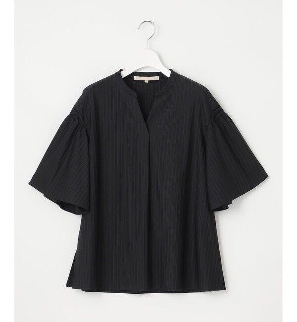 自由区「【XSサイズ～/洗える】ストレッチシャーティング 5分袖 フレアスリーブブラウス」|Tシャツ・カットソー|