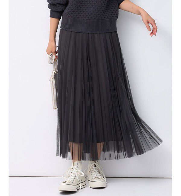 23区「【洗える】チュール プリーツ スカート」|スカート|グレー系