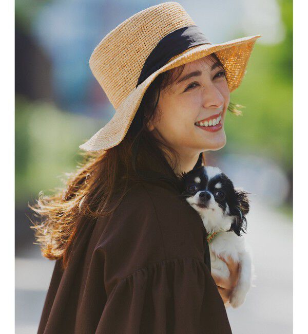 23区「【Oggi8月号掲載/UVケア】ラフィア リボン ハット」|ハット|ベージュ系