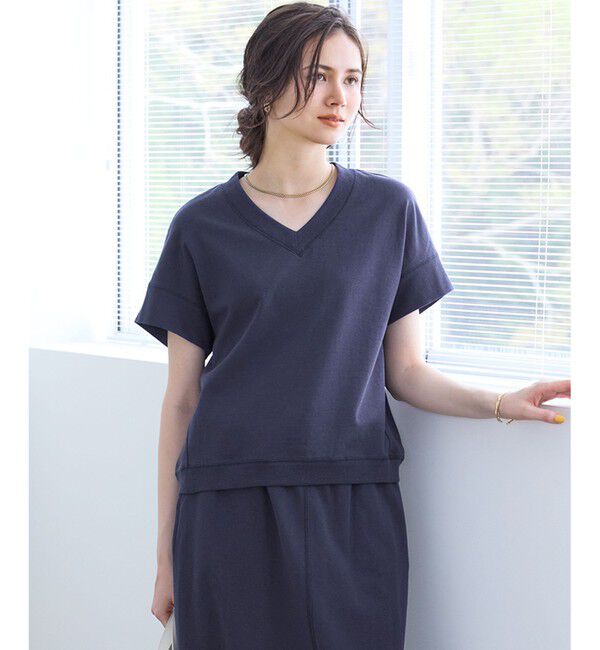 23区「【SLOW/WEB限定】ラスティックテリー Vネック カットソー」|Tシャツ・カットソー|ダルブルー系