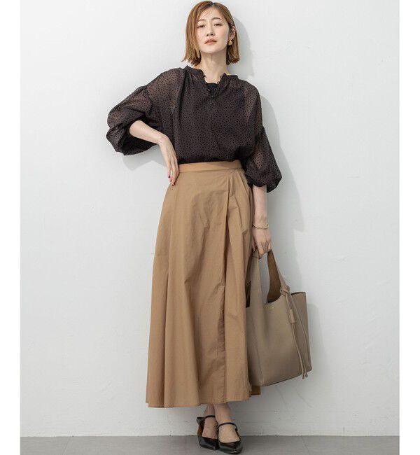 23区「【洗える】ドットフロッキー ボリュームスリーブ ブラウス」|シャツ・ブラウス|