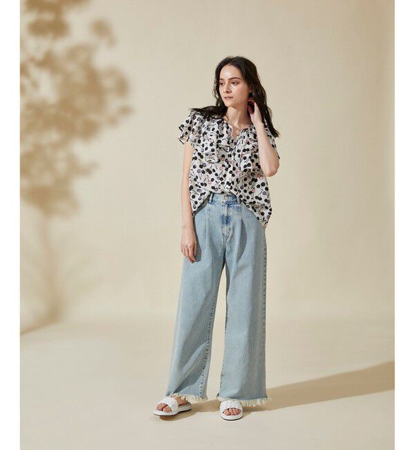  「チェリープリントラッフルノースリーブ」|シャツ・ブラウス|