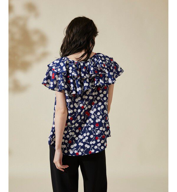  「チェリープリントラッフルノースリーブ」|シャツ・ブラウス|