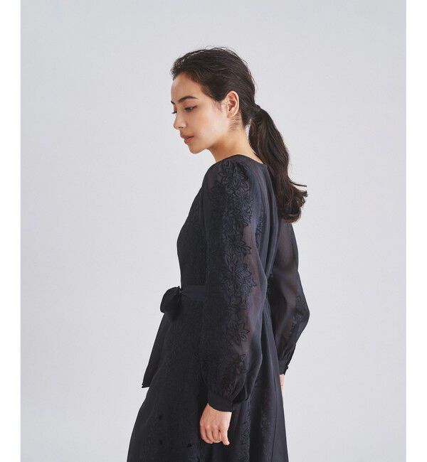  「フラワーカットワークドレス」|ドレス|ブラック