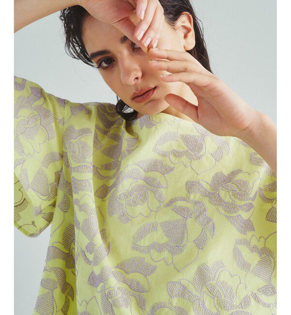  「ステッチフラワーembトップ」|Tシャツ・カットソー|