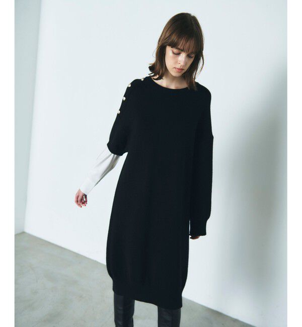 Diagram「シャツレイヤードニットワンピース」|ワンピース|ブラック