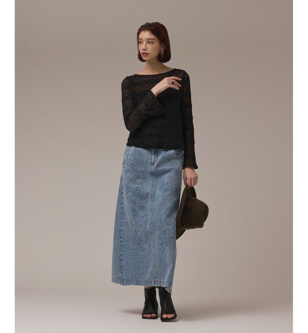GRACE CONTINENTAL「エンボスデニムスカート」|スカート|