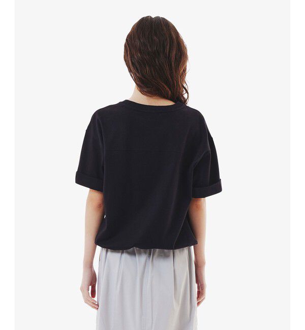 LACOSTE「裾口ドローストリング入りクロップド5分袖 半袖Tシャツ」|Tシャツ・カットソー|