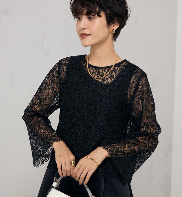 NOLLEY'S「《セットアップ対応》ウォッシャブルBrocheレース2WAYブラウス」|シャツ・ブラウス|