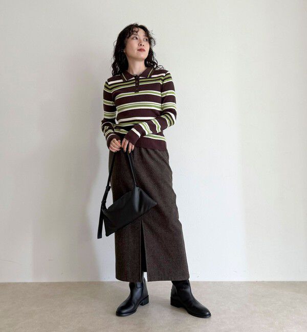 fredy emue「マルチボーダー衿付きリブニット」|ニット・セーター|