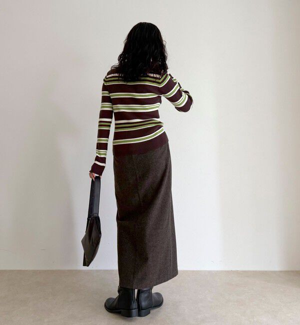 fredy emue「マルチボーダー衿付きリブニット」|ニット・セーター|