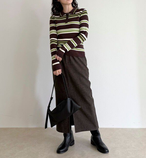 fredy emue「マルチボーダー衿付きリブニット」|ニット・セーター|